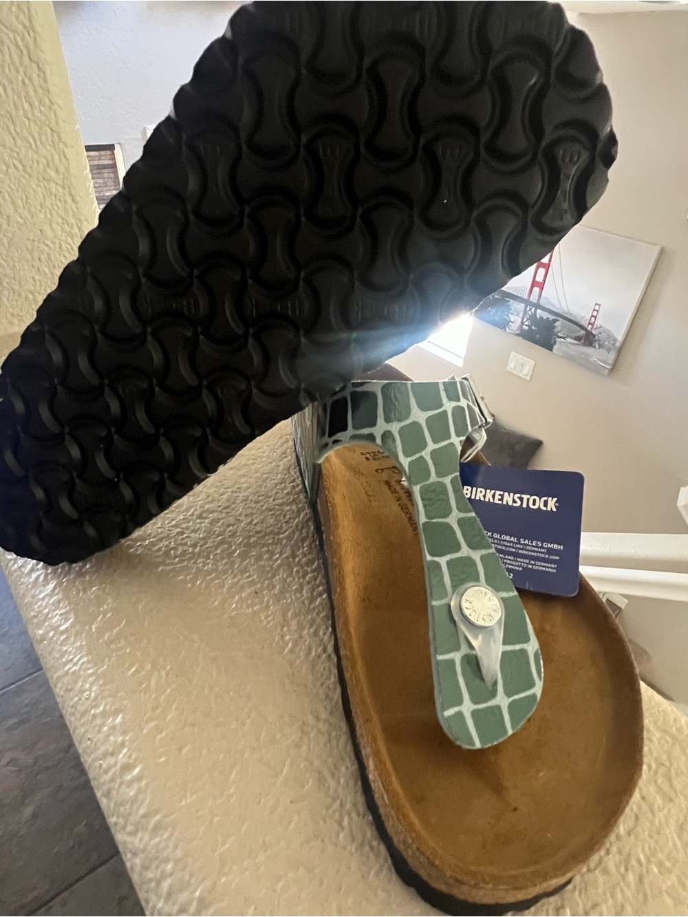 Birkenstock Black Gizeh Thong Sandals with Cork Footbed - Picture 7 of 7